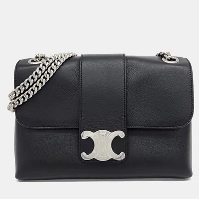 Pre-owned Celine Black Rubber Victoire Medium Shoulder Bag