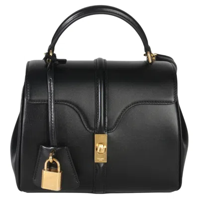 Pre-owned Celine Black Satinated Calfskin Mini 16 Top Handle Bag