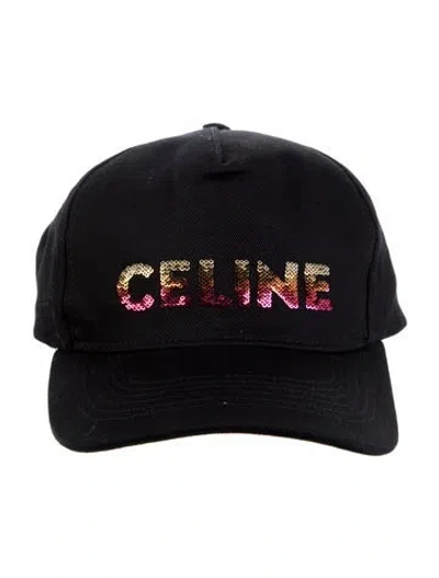 Pre-owned Celine Black Sequin Baseball Cap