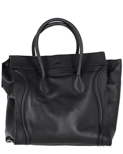 Pre-owned Celine Black Sheep Leather Mini Grained Luggage Tote (authentic Pre-loved)