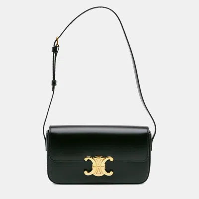 Pre-owned Celine Black Shiny Calfskin Claude Shoulder Bag