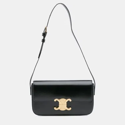 Pre-owned Celine Black Shiny Calfskin Claude Shoulder Bag