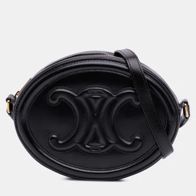Pre-owned Celine Black Small Calfskin Cuir Triomphe Oval Crossbody