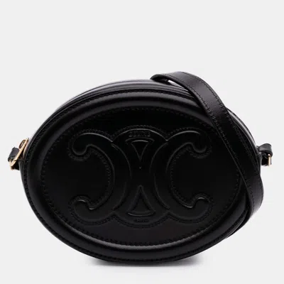 Pre-owned Celine Black Small Calfskin Cuir Triomphe Oval Crossbody