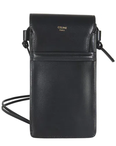 Celine Black Smooth Calfskin Leather Flap Phone Pouch (authentic Pre-loved)