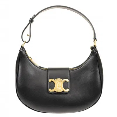Celine Black Smooth Calfskin Medium Ava Triomphe Bag In Gray