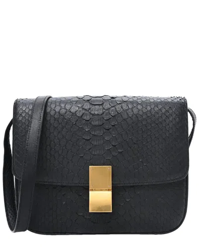 Celine Black Snakeskin Medium Classic Box Flap Bag (authentic Pre-loved)