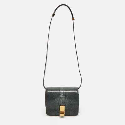 Pre-owned Celine Black Stingray And Leather Small Classic Box Flap Bag