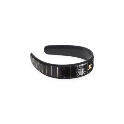 Celine Striped Headband Featuring Sequin Detail In Black