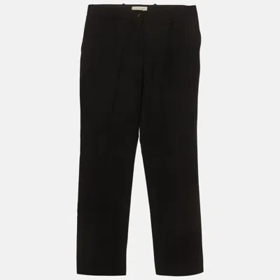 Pre-owned Celine Black Striped Wool Formal Trousers M