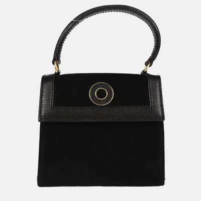 Pre-owned Celine Black Suede Embossed Leather Handbag