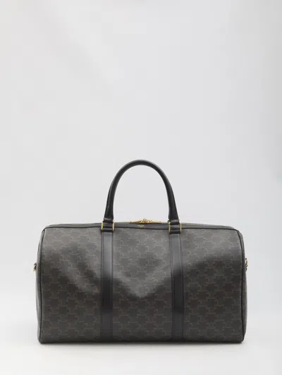 Celine Black Textile Triomphe Medium Voyage Bag In Red