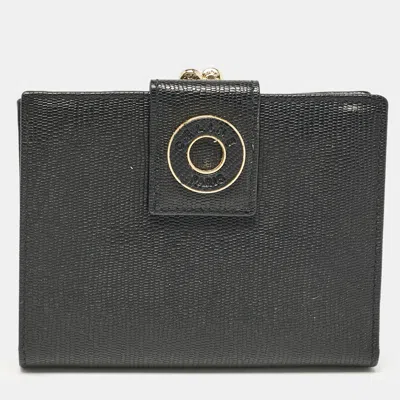 Pre-owned Celine Black Textured Leather Vintage French Wallet