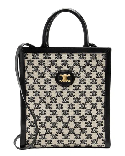 Pre-owned Celine Black Triomphe Canvas Cabas Vertical Small Tote (authentic Pre-loved)