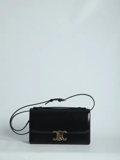 Celine Black Triomphe Medium Folio