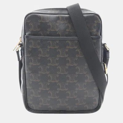 Pre-owned Celine Black Triomphe Messenger Bag