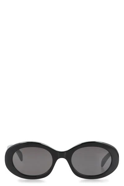 Celine Triomphe Logo Oval Acetate Sunglasses In Black