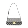 Celine Black White Coated Canvas Leather Shoulder Bag