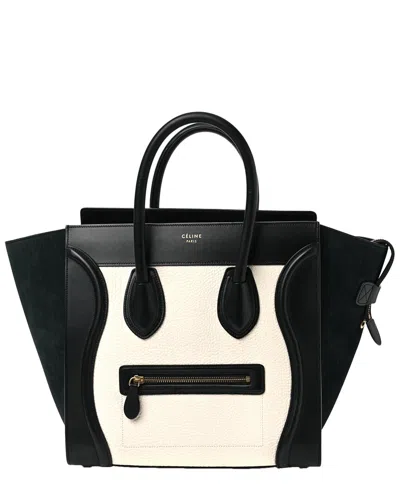 Celine Black White Drummed Leather Micro Luggage (authentic Pre-loved)