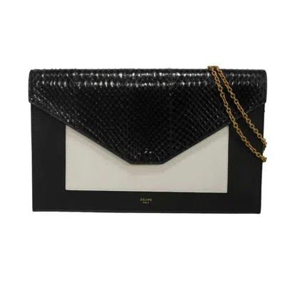 Pre-owned Celine Black White Leather Clutch Bag Shoulder Bag () In Multi