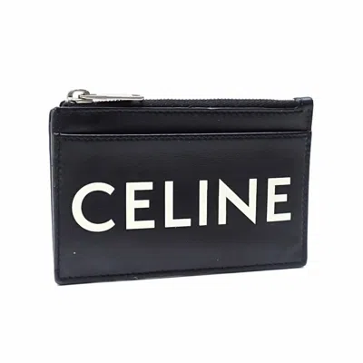 Pre-owned Celine Black White Leather Coin Purse/coin Case () In Multi