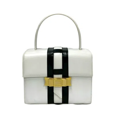 Pre-owned Celine Black White Leather Handbag Tote Bag ()