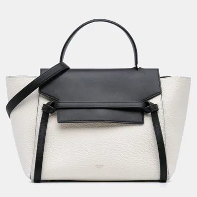 Pre-owned Celine Black White Mini Bicolor Leather Belt Satchel