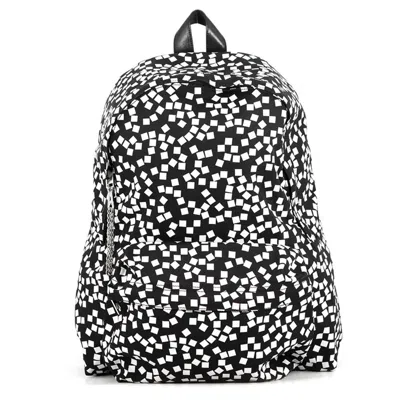 Pre-owned Celine Black White Nylon Canvas Leather Backpack () In Black, White