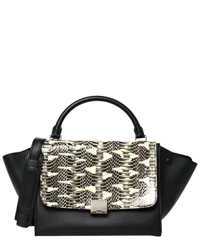 Celine Black White Snakeskin Medium Trapeze (authentic Pre-loved)