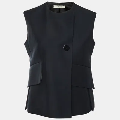 Pre-owned Celine Black Wool And Silk Asymmetric Sleeveless Vest M