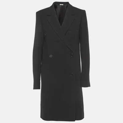 Pre-owned Celine Black Wool Double Breasted Long Coat M