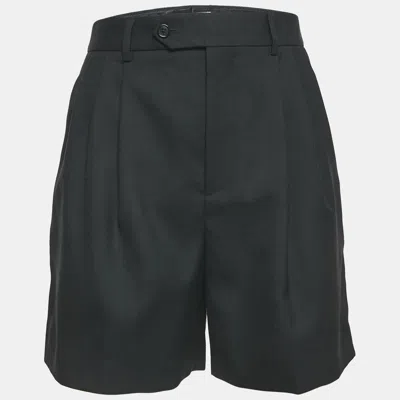 Pre-owned Celine Black Wool Pleated Shorts S