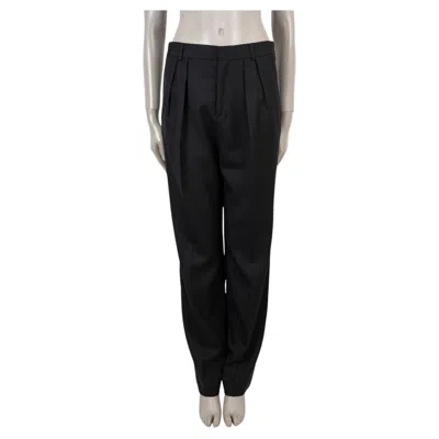 Pre-owned Celine Black Wool Pleated Straight Pants L