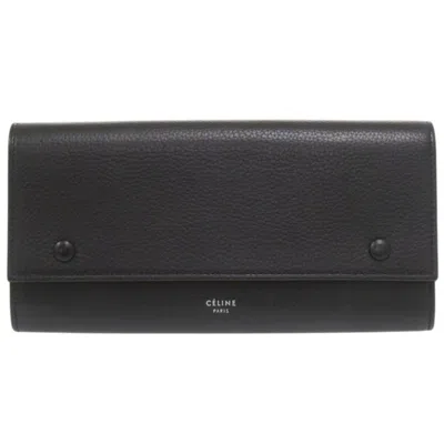 Pre-owned Celine Black Yellow Leather Long Wallet (bi-fold) () In Multi