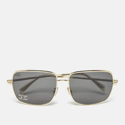 Pre-owned Celine Black/gold Tone Cl40284u Triomphe Crystals Square Sunglasses