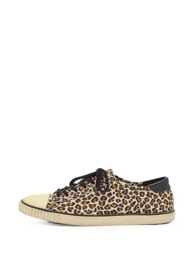 Pre-owned Celine Blank Leopard-print Sneakers In Neutrals