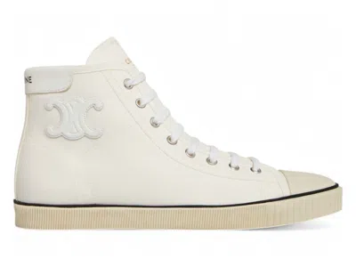 Pre-owned Celine Blank Mid Lace Up (women's) Sneakers In Off White