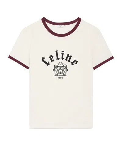 Celine Blason Regular T-shirt In Cotton Jersey In White