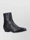 Celine Block Heel Ankle Boots With Embroidered Pointed Toe