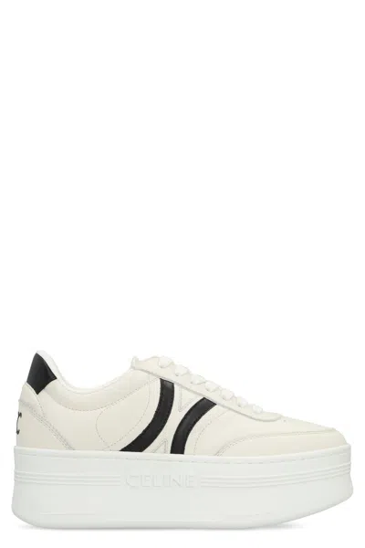 Celine Block Sneakers With Wedge Outsole In Calfskin In White