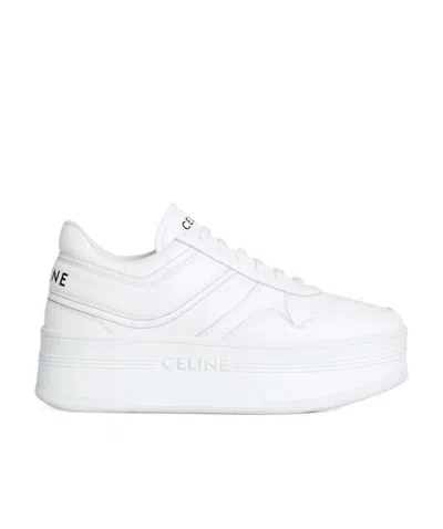 Celine Block Wedge Outsole Sneakers In White