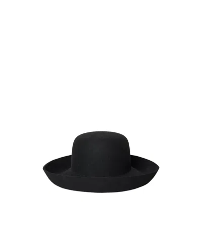 Celine Blossom Hat In Wool Felt In Black