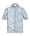 Celine Blouse With Frilled Collar In Silk Georgette In Blue