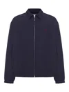Celine Logo-embroidered Wool And Cotton-blend Gabardine Blouson Jacket In Blue