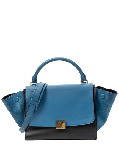 Celine Blue & Black Calfskin Leather Small Bicolor Trapeze (authentic Pre-  Loved)
