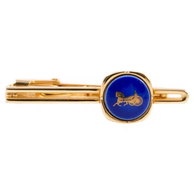 Pre-owned Celine Blue & Gold Tone Caleche Tie Link