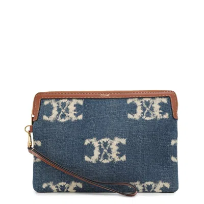 Pre-owned Celine Blue Brown Denim Clutch Bag ()