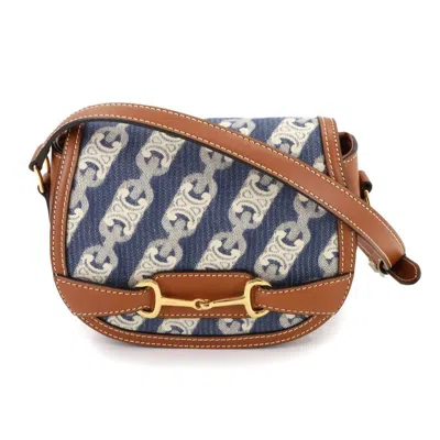 Pre-owned Celine Blue Brown Denim Leather Shoulder Bag ()