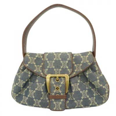 Pre-owned Celine Blue Brown Denim Shoulder Bag () In Multi