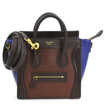 Pre-owned Celine Blue Brown Leather Handbag Shoulder Bag () In Blue, Brown